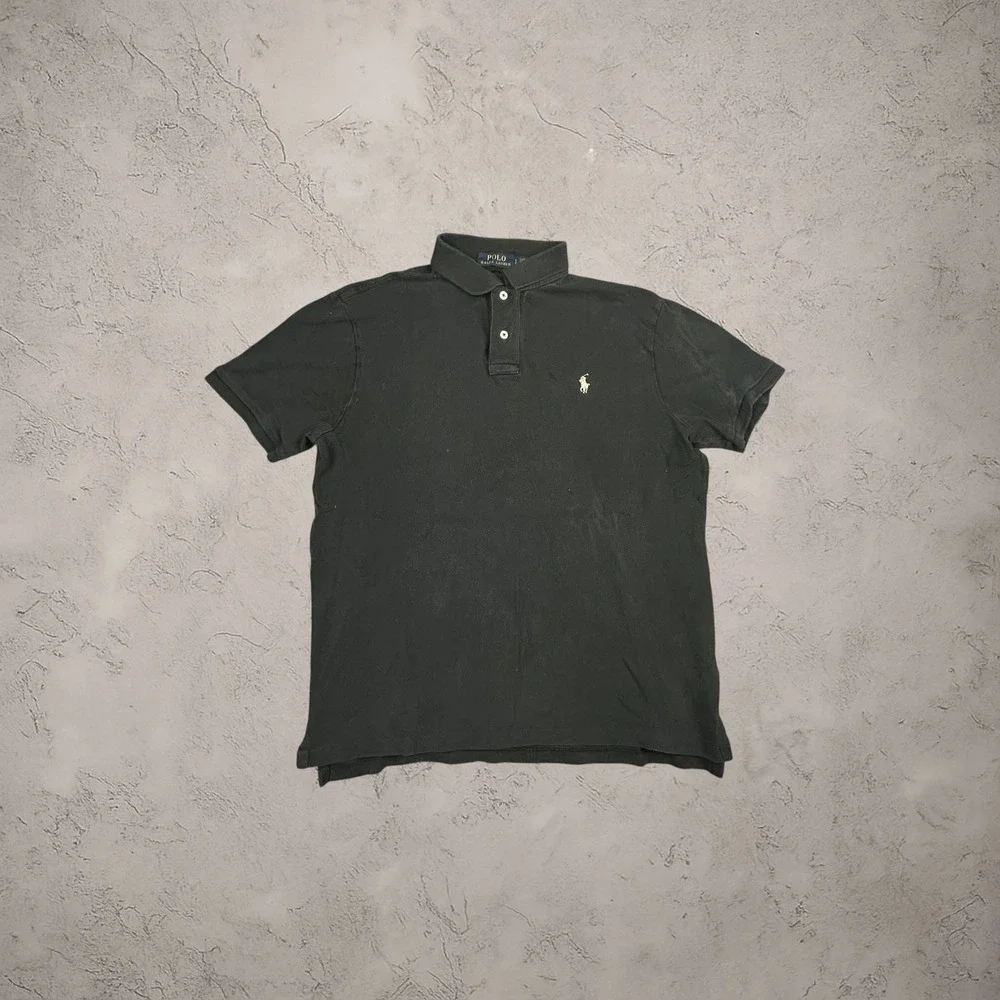 Polo‎ Ralph Lauren Mens Custom Slim Fit Polo Shirt Black Large Short Sleeve 0818